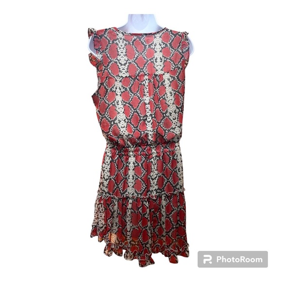 THE PANTS STORE - ADRIENNE Red/Black Snakeskin Pattern Dress Size Medium - Picture 5 of 10
